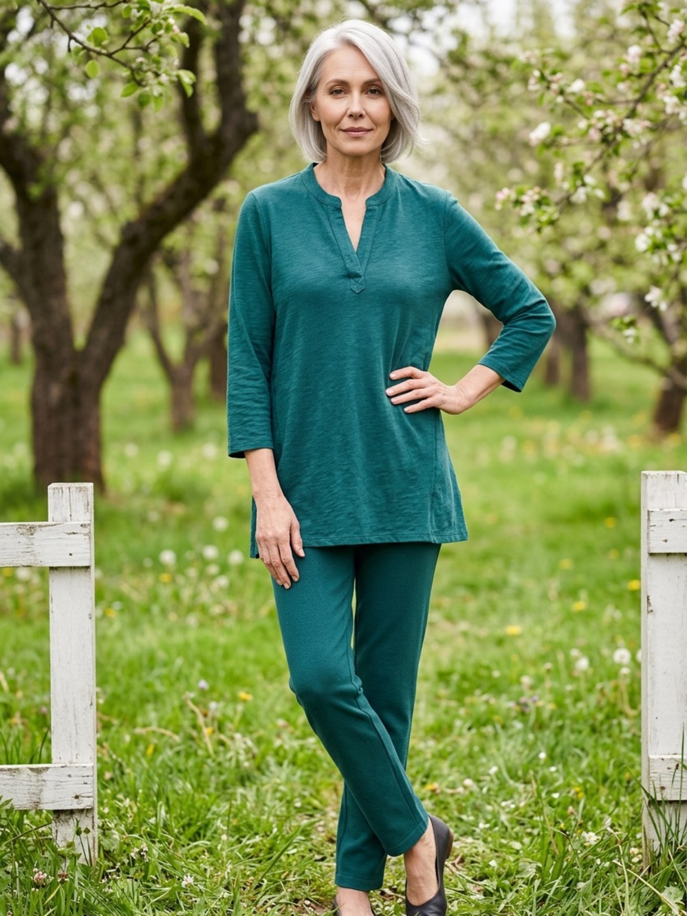 Chico's Teal V-Slit Tunic Top